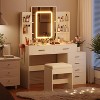 Vanity Desk with Mirror and Lights, Vanity with 6 Drawers and Shelves, Vanity with Stool & 3 Lighting Color Adjustable - 3 of 4
