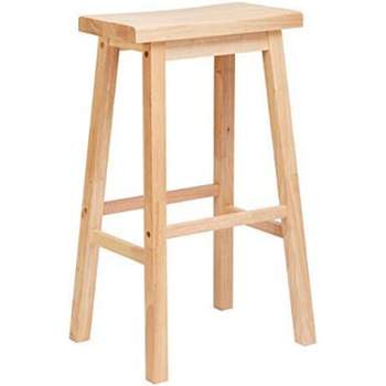 PJ Wood Classic Saddle-Seat 29 Inch Tall Kitchen Counter Stool for Homes, Dining Spaces, and Bars w/ Backless Seat, 4 Square Legs, Natural