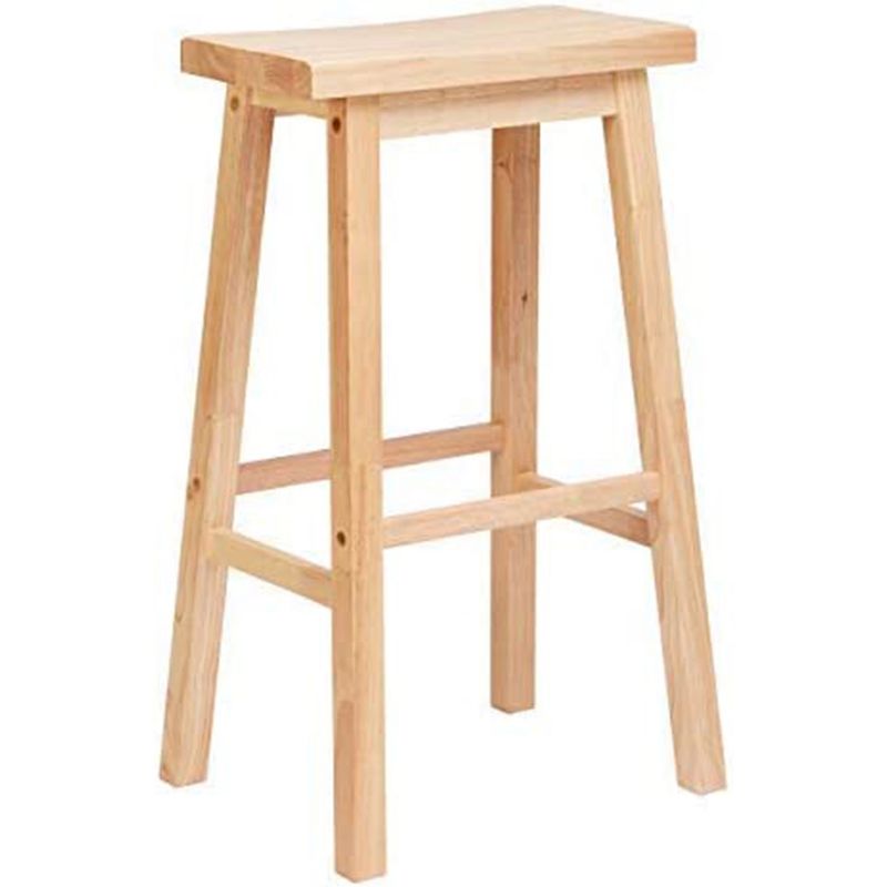 PJ Wood Classic Saddle-Seat 29 Inch Tall Kitchen Counter Stool for Homes, Dining Spaces, and Bars w/ Backless Seat, 4 Square Legs, Natural, 1 of 7