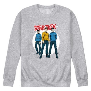 Men's - Star Trek - Galaxy Captain Kirk Spock Crew Graphic Fleece Sweatshirt - 1 of 4
