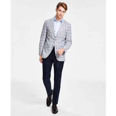Tommy Hilfiger Mens Modern-Fit Blue Plaid Coat