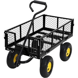 Heavy Duty 1100 LBS Steel Garden Cart, 3 in 1 Pullable Garden Wagon, Folding Utility Wagon w/Removable Sides & 10" Wheels for Farm, Yard - 1 of 4