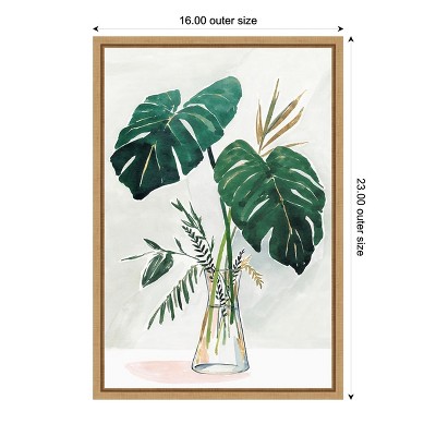 Green Monstera Leaf Abstract Canvas Wall Art Print