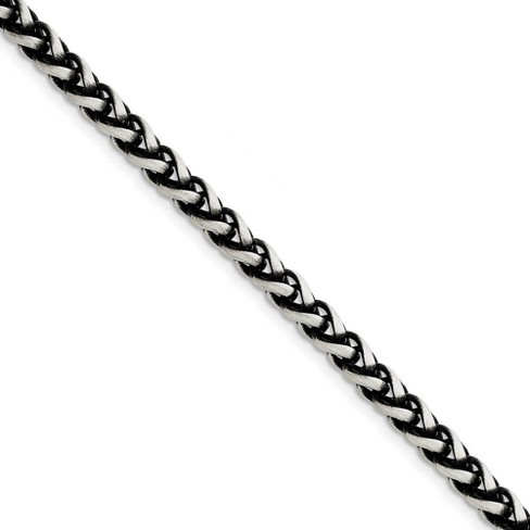 Black Bow Jewelry Men's 6mm, Sterling Silver Antiqued Spiga Chain Bracelet, 8.5 Inch - image 1 of 3