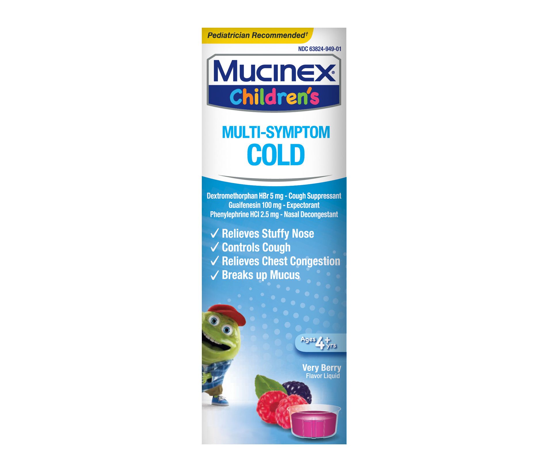 Mucinex Children's Multi-Symptom Cold Medicine Liquid - Very Berry - 4 fl oz