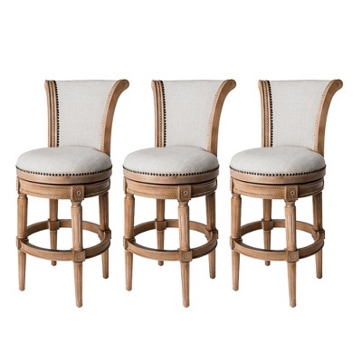 Maven Lane Pullman Swivel Upholstered Kitchen Stool, Set of 3