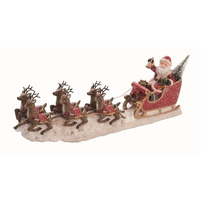 Transpac Resin Multicolor Christmas Reindeer Santa Sleigh