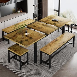 SweDrea Rustic Brown Mid-Century Dining Room Table with Metal Frame & MDF Board - 1 of 1