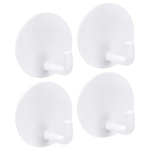 Unique Bargains Stainless Steel Self-Adhesive Kitchen Bathroom Wall Hanger Hooks 4 Pcs - 1 of 4