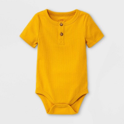 Baby Boys' Rib Henley Bodysuit - Cat & Jack™ Mustard Yellow 12M