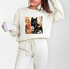 Simply Sage Market Black Cat Fall Leaves Distressed Lightweight Garment Dyed Sweatshirt - 2 of 4