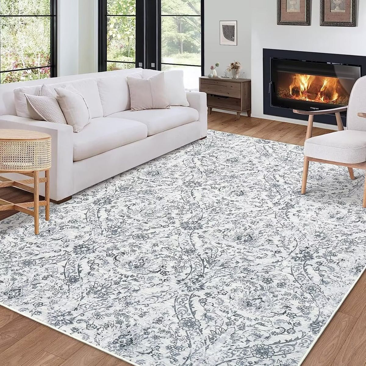 Vintage Medallion Area Rugs Washable Stain Resistant Non-Shedding Floor Cover - thumbnail 2