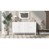 Elegant Four-Door Sideboard with Wavy Pattern Doors, Cylindrical Legs, and Sleek Metal Handles, Adjustable, Suitable for Entryway and Living Room - 3 of 4