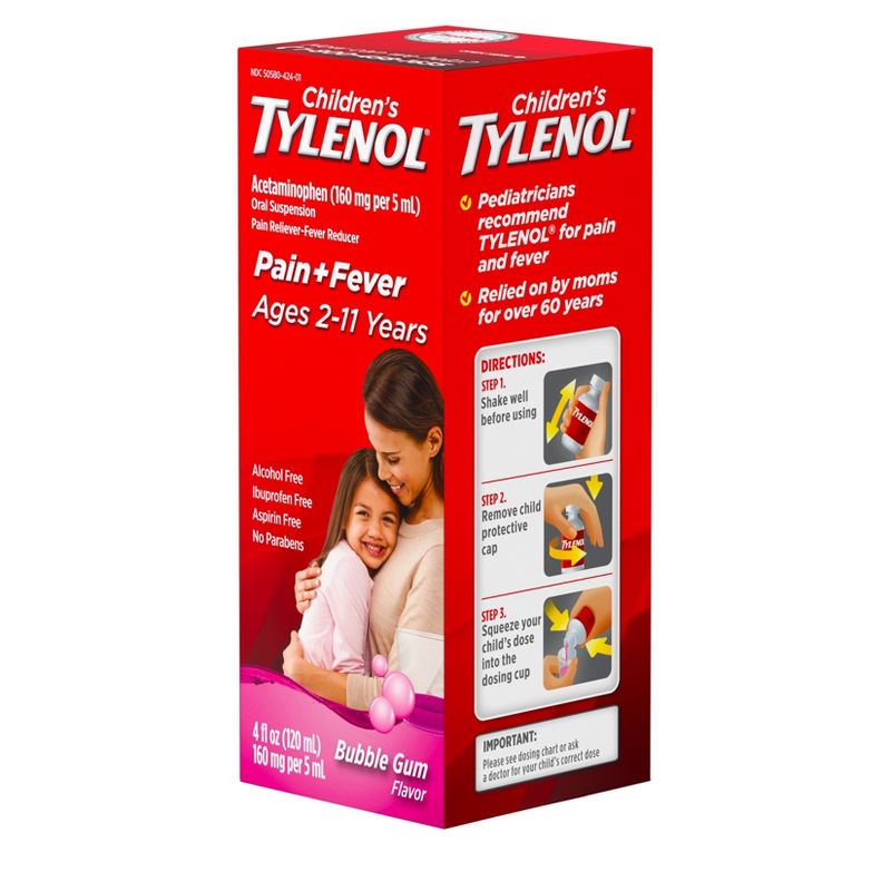 Children&#39;s Tylenol Pain + Fever Relief Liquid - Acetaminophen - Bubble Gum - 4 fl oz, 6 of 10