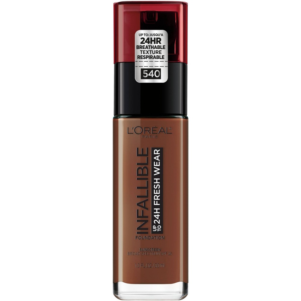 L'Oreal Paris Infallible 24HR Fresh Wear Foundation with SPF 25 - 540 Mahogany - 1 fl oz
