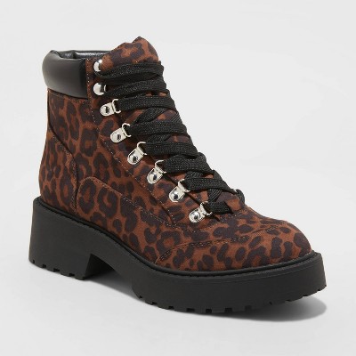 cheetah print combat boots