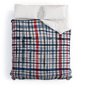 Deny Designs Ninola Design Checks Tartan Blue King Comforter and Sham Set 2pc Set - 1 of 4