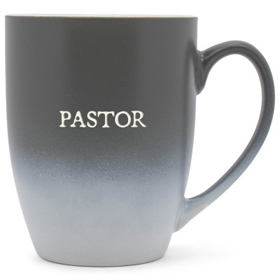 Elanze Designs Pastor Two Toned Ombre Matte Gray and White 12 ounce Ceramic Stoneware Coffee Cup Mug