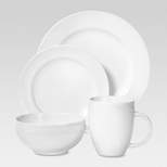 16pc Porcelain Beaded Rim Dinnerware Set White - Threshold™