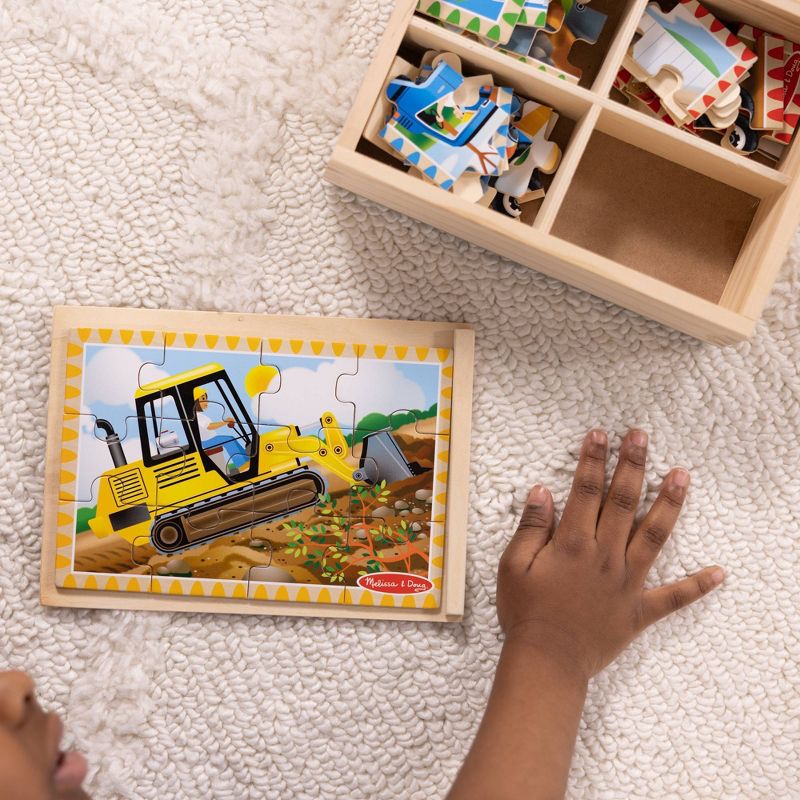 Melissa &#38; Doug Construction Vehicles 4-in-1 Wooden Jigsaw Puzzles (48pc), 3 of 16