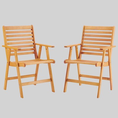 Hatteras 2pc Outdoor Patio Ecalyptus Wood Armchair Set - Modway