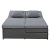 Nestfair Double Sunbed with Wicker Rattan Patio Reclining Chairs Adjustable Backrest and Seat - 4 of 4