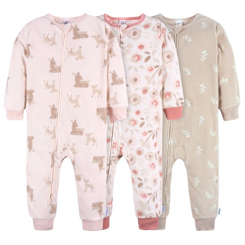 Gerber Baby Girls Footless Fleece Pajamas 3 pack Pink Deer 18 Months Target