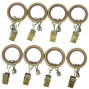 Urbanest 1-inch Metal Curtain Rings with Clips, Eyelets and Nylon Inserts Quiet Smooth (Set of 8), Fits up to 3/4 Inch Rod - 1 of 1