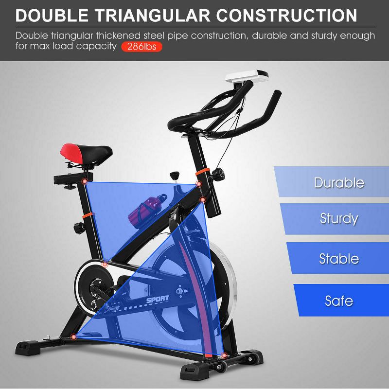 Costway Exercise Bicycle Indoor Bike Cycling Cardio Adjustable Gym Workout Fitness Home, 4 of 10