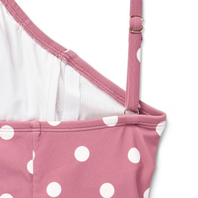 Shade & Shore Women's Post Mastectomy Shirred High Neck Medium Coverage One Piece Swimsuit Polka Dots - Shade & Shore™ Multi M — фото 2
