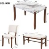 Streamdale Modern 4-Piece Dining Set - Faux Marble Table, 2 Chairs & Bench - 4 of 4