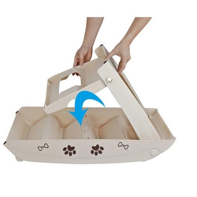 Foldable Beige Plastic Pet Stairs with Non-Slip Pads