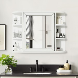 Dovelina Wall Medicine Cabinet Mirror Cabinet Multifunctional Wall-Mounted Mirrored Cabinet with Magnetic Doors - 1 of 4