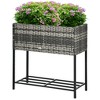 Anybear Gray Rattan Look Raised Garden Bed with Shelf - 2 of 4