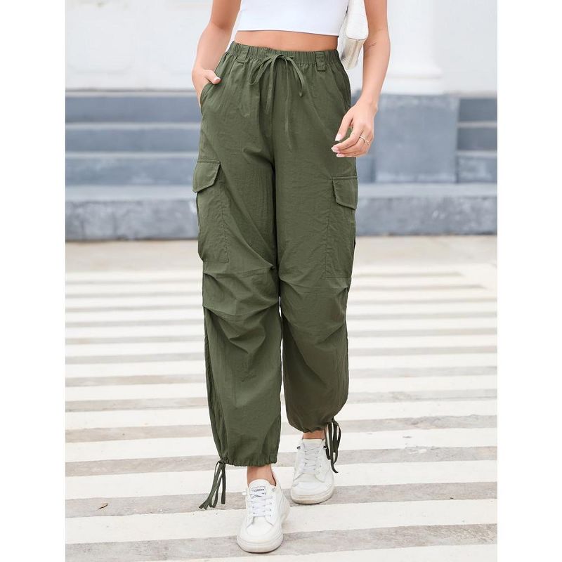 Whizmax Cargo Jogger Parachute Pants For Women Casual Baggy Low  Waist Drawstring Light Y2K Pants, 3 of 7