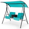 Costway 2-Person Canopy Porch Swing Padded Chair Cooler Bag Rotatable Tray Turquoise\Beige\Black - 4 of 4