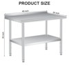 60x24 Inch Stainless Steel Work Table w/ Backsplash & Adjustable Shelf for Commercial Kitchen | Heavy Duty - 2 of 4