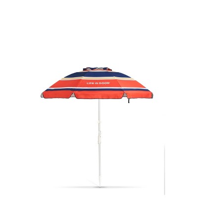 6'x6' Outdoor Beach Umbrella with Silver Frame & Orange Daisy - Life is Good