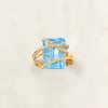 Ross-Simons 9.25 Carat Blue Topaz and .15 ct. t.w. Diamond Crisscross Ring in 14kt Yellow Gold - 4 of 4