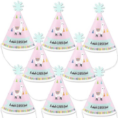 Big Dot of Happiness Whole Llama Fun - Mini Cone Llama Fiesta Baby Shower or Birthday Party Hats - Small Little Party Hats - Set of 8