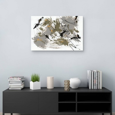 37" x 25" Black and Gold Abstract Canvas Art