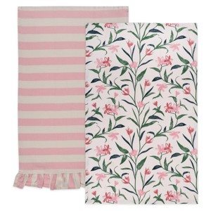 2pk Dish Towels Spring Floral Pink - Bullseye's Playground™ - 1 of 4