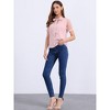 INSPIRE CHIC Women's Bow Tie V Neck Stand Collar Short Mesh Sleeve Blouse - 2 of 4