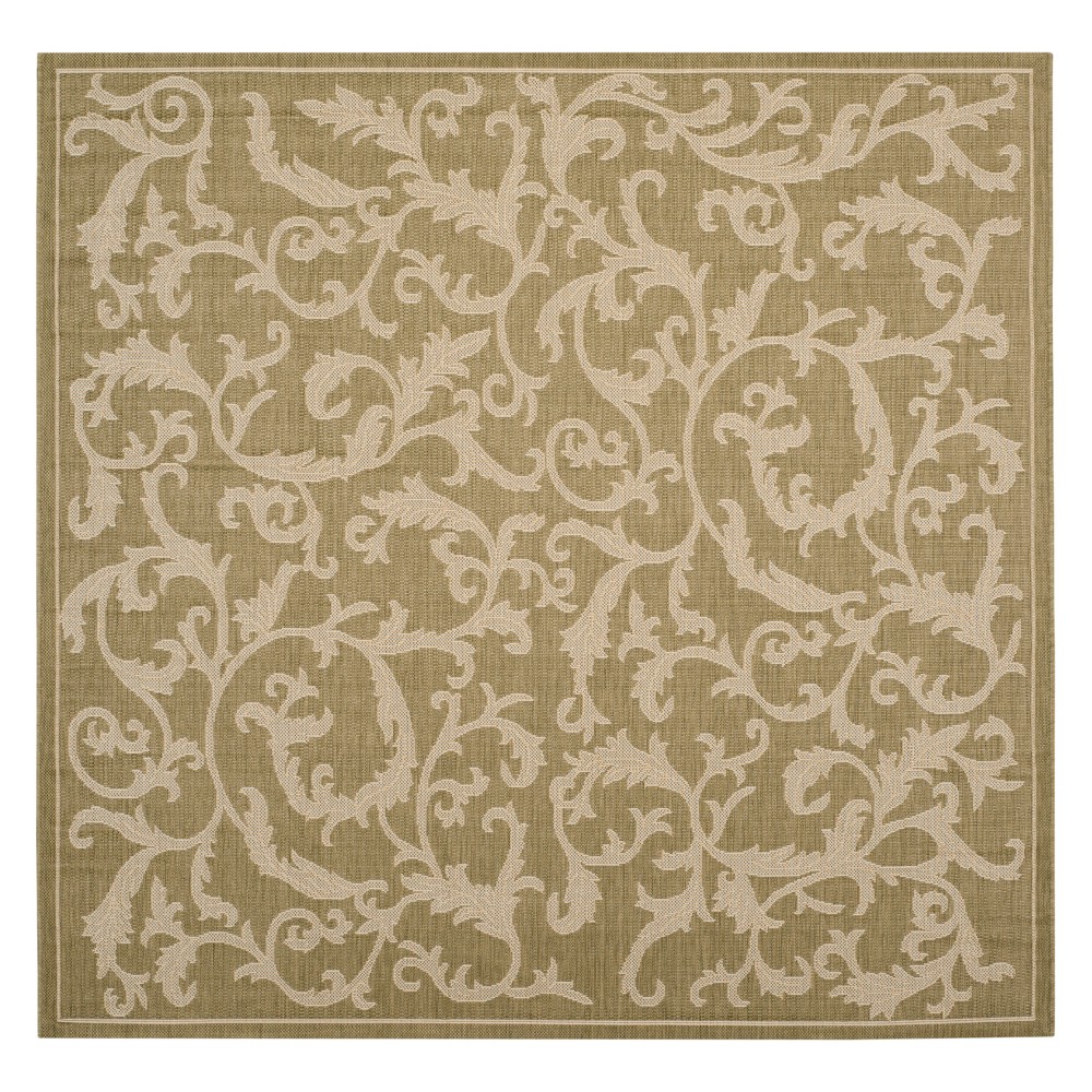 6'7inX6'7in Square Jassy Outdoor Patio Rug Olive/Natural - Safavieh