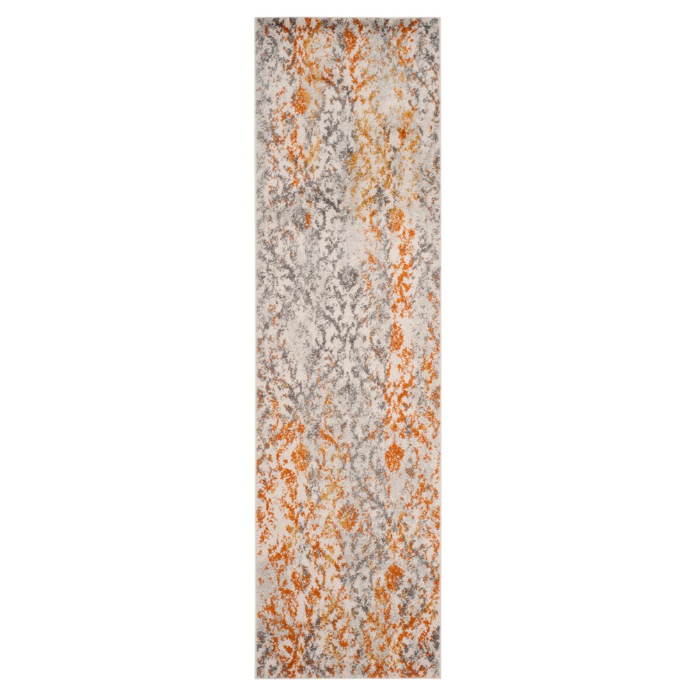 2'3inx8' Runner Cream/Orange Abstract Loomed - Safavieh