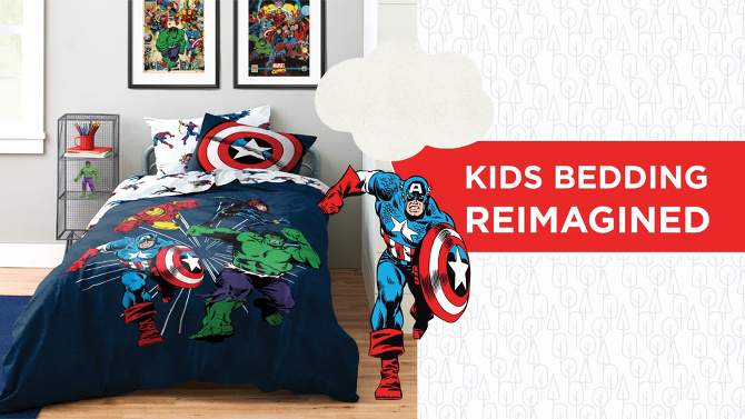Saturday Park Marvel Comics Avengers Invincible 100% Organic Cotton Bed Set, 2 of 10, play video