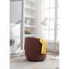 Ridstar Dark Red Teddy Fabric Swivel Accent Armchair Barrel Chair With Powder Coating Metal Ring - 3 of 4