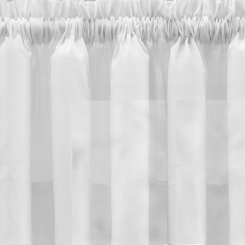 Ellis Curtain Shadow Stripe Tailored Curtain Panel Pair for Windows with Ties White, 4 of 5