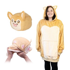 Plushible Toast the Corgi Bread Snugible Blanket Hoodie & Pillow - 1 of 4