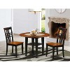 HomeStock 3-Piece Black and Cherry Finish Round Solid Wood Top Dining Table Set - 2 of 4